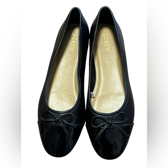 J. Crew Factory Classic black faux leather cap toe ballet flats - Picture 3 of 9